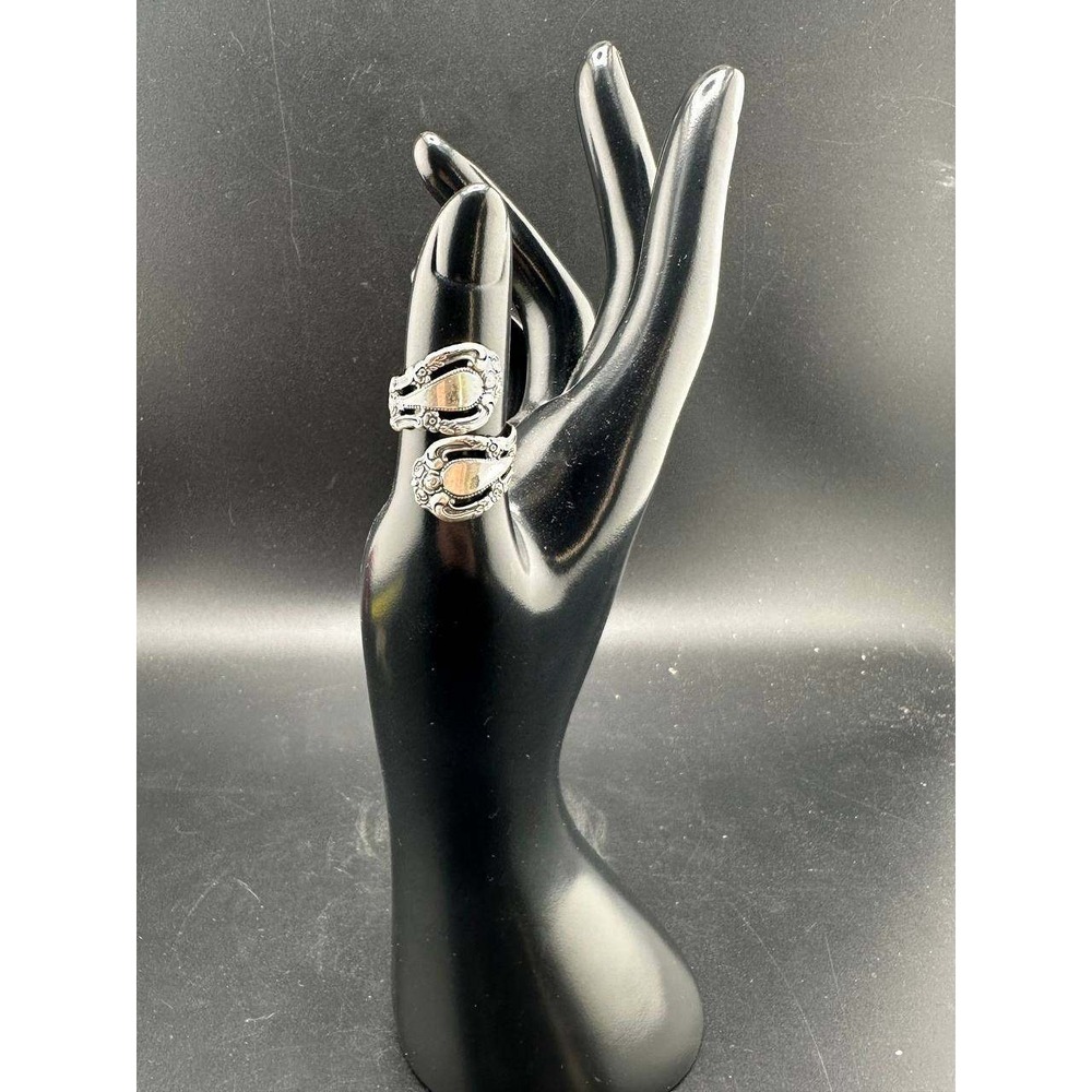 Vintage Beau Sterling Silver Floral Spoon Wrap Ring - 056 (33)